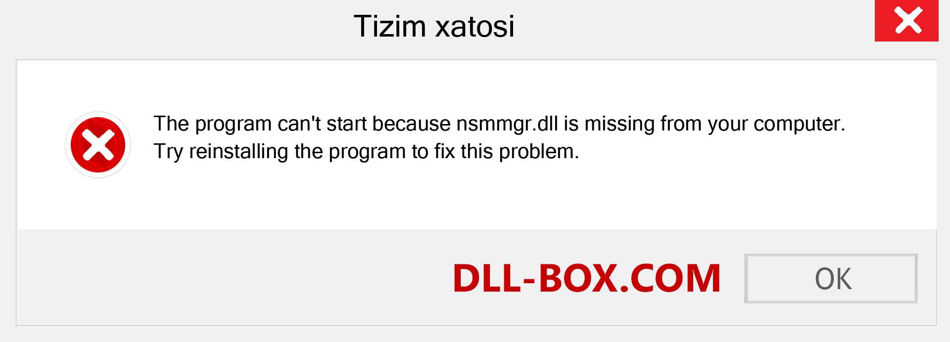 nsmmgr.dll fayli yo'qolganmi?. Windows 7, 8, 10 uchun yuklab olish - Windowsda nsmmgr dll etishmayotgan xatoni tuzating, rasmlar, rasmlar